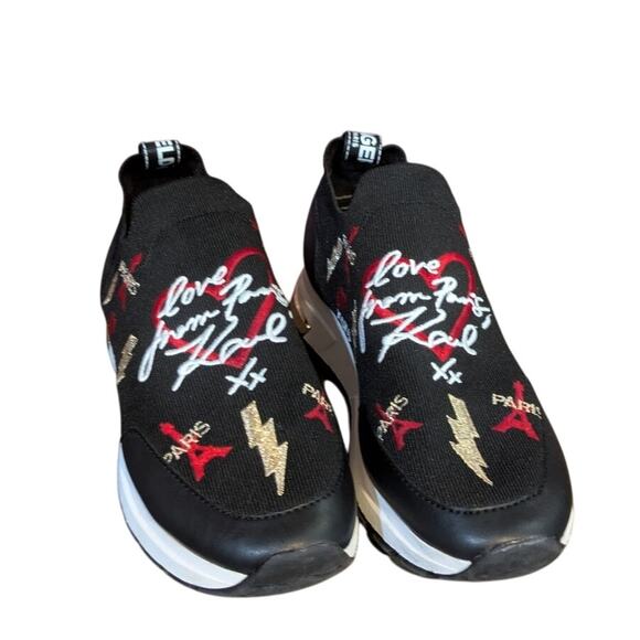 Karl Lagerfeld PARIS Miranda Sneakers Black Logo Slip-On Size 7 - Picture 1 of 6